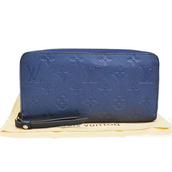 LOUIS VUITTON LV Logo Zippy Long Wallet Monogram Empreinte Blue M41857 39KB171 - Picture 1 of 16